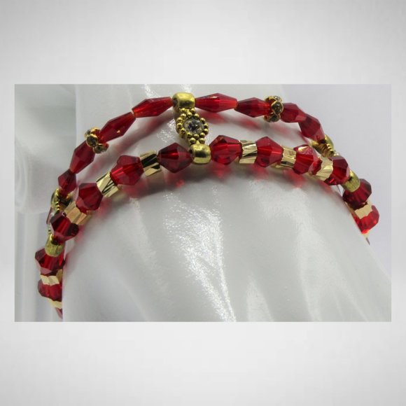 RED RHINESTONE TASSEL Beaded Jewelry Set - Picture 4 of 5